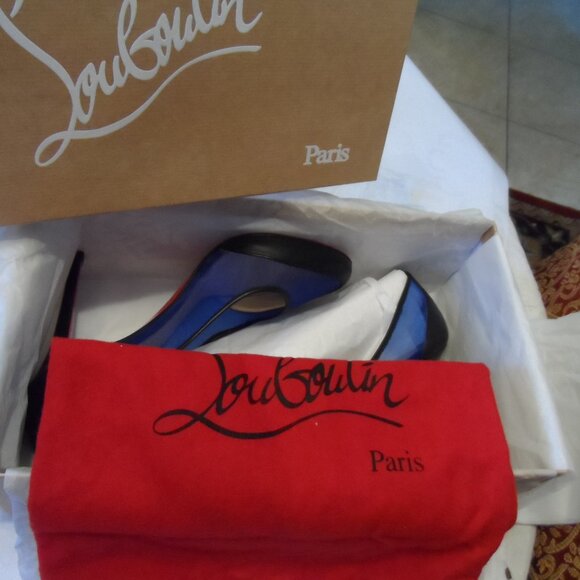 Christian Louboutin Black & Blue Leather / Mesh Heeled Pumps – IT 38.5 /US 8–8.5 - Picture 2 of 16